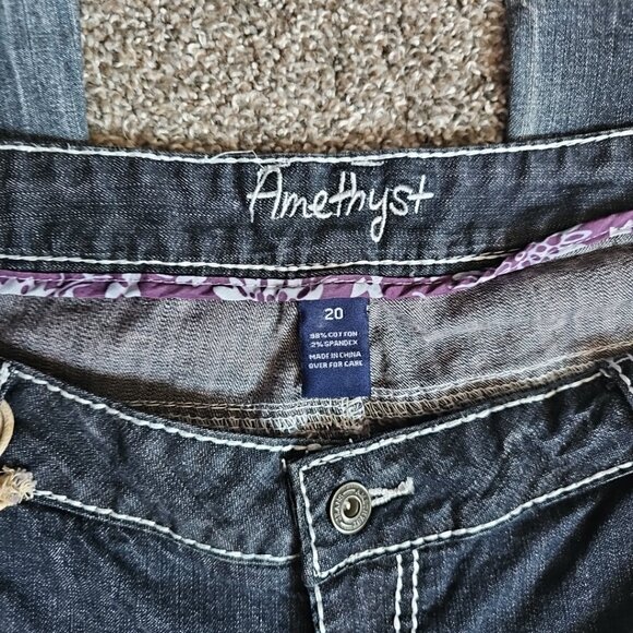 Amethyst Jeans Womens Size 20 Darkwash Flare Bottom Denim w. Buttons - Picture 8 of 8